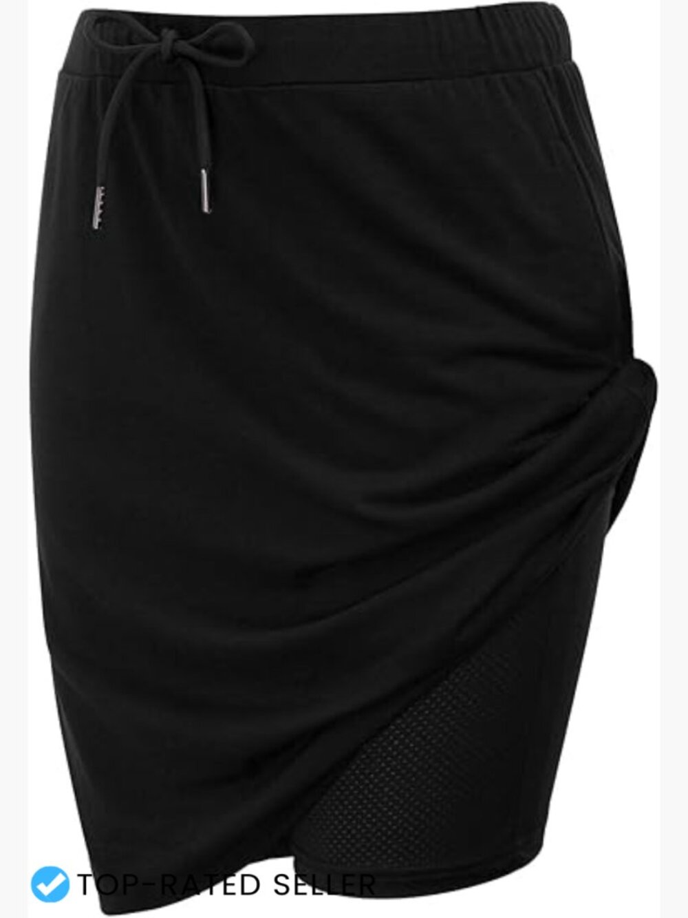 Knee Length Athletic Skort with Built in Shorts Pockets Drawstring Waist